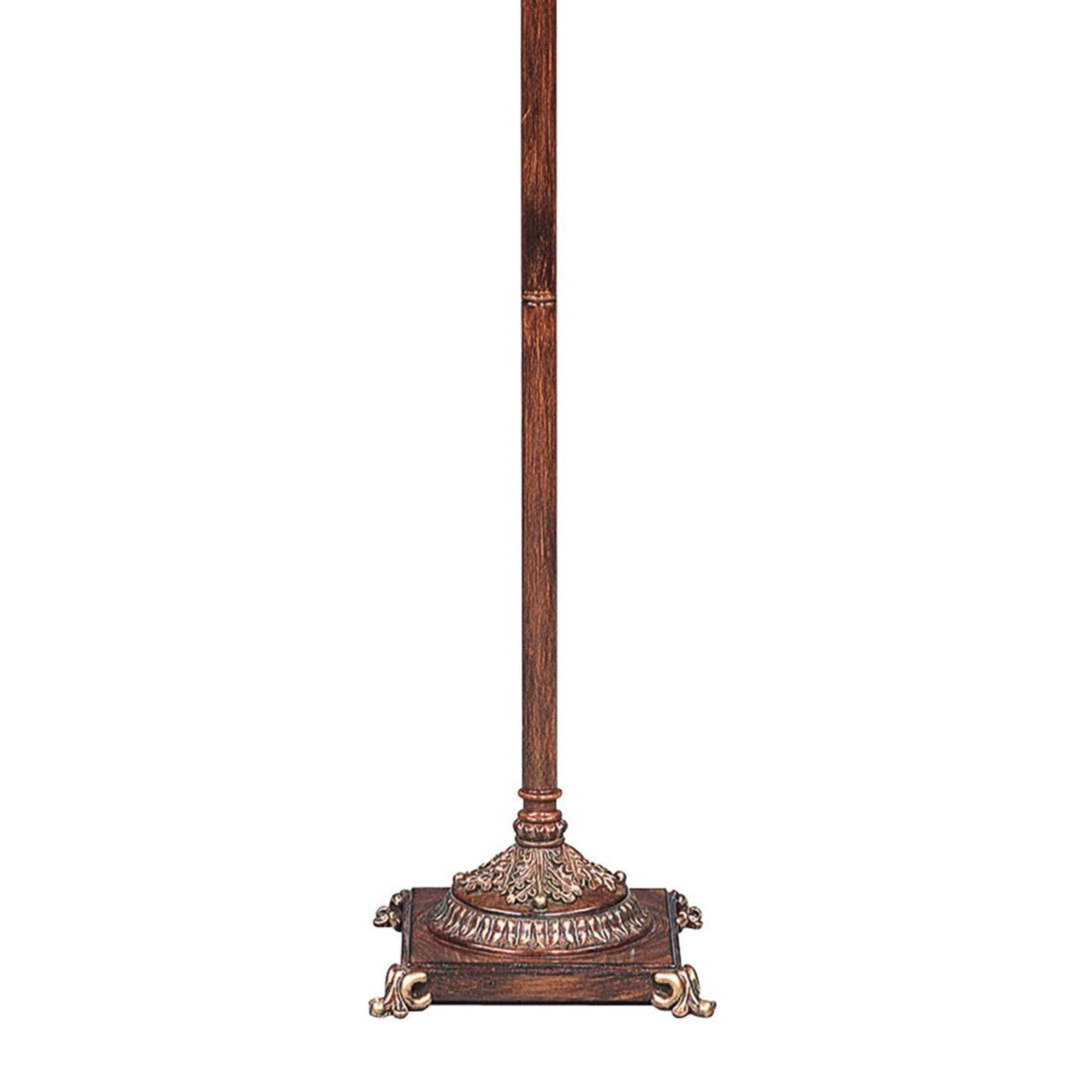 70" Tall Metal Torchiere Floor Lamp with Wooden finish, Glass Shade