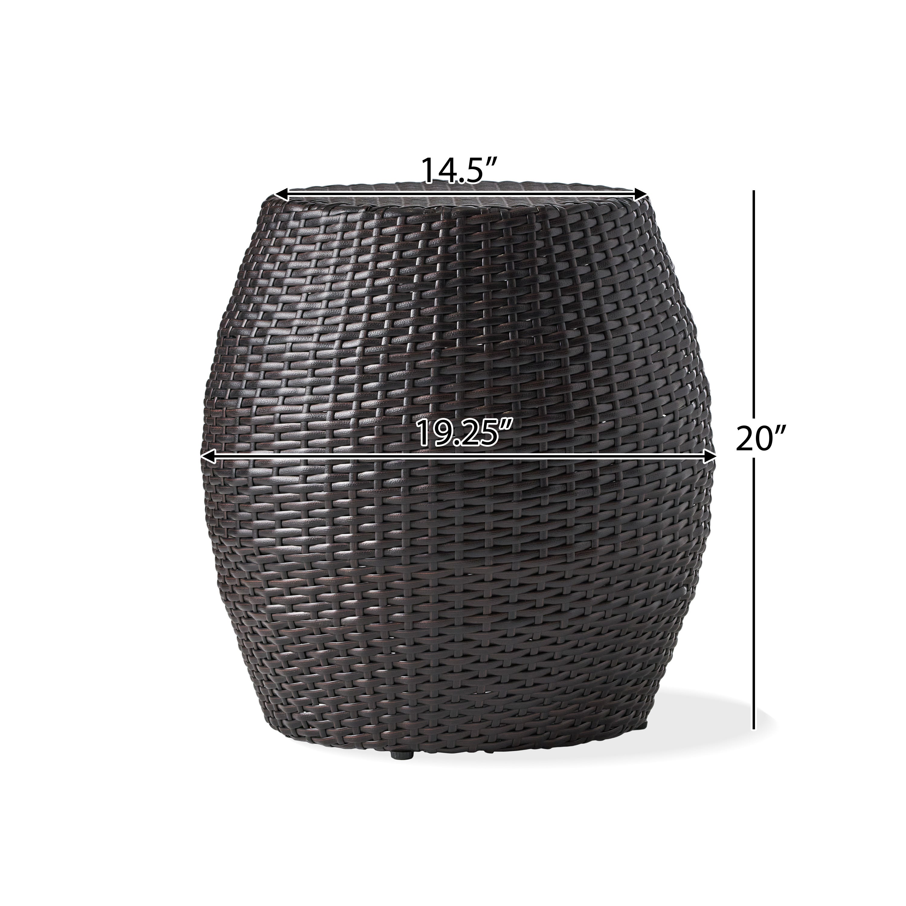 Outdoor Wicker 14.00" Patio Side Table