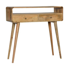 Curved Oak-ish Console Desk Table