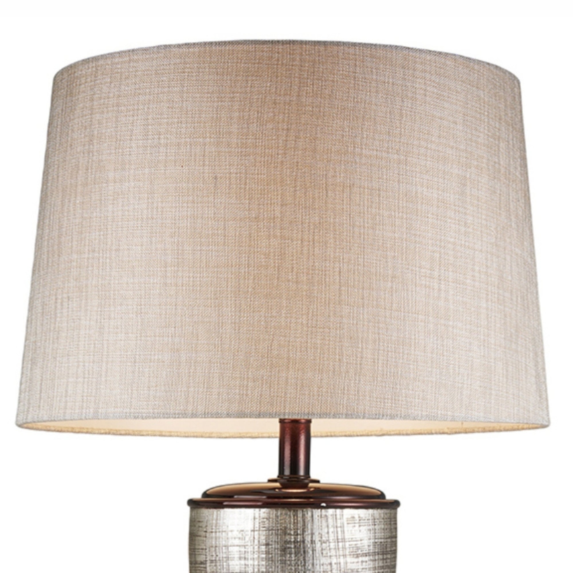 30" Tall Polyresin Table Lamp "Naomi" with Egyptian Design, Silvery Linen Shade