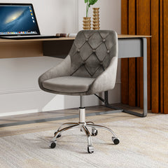 Modern Velvet Fabric with Chrome Legs - Grey