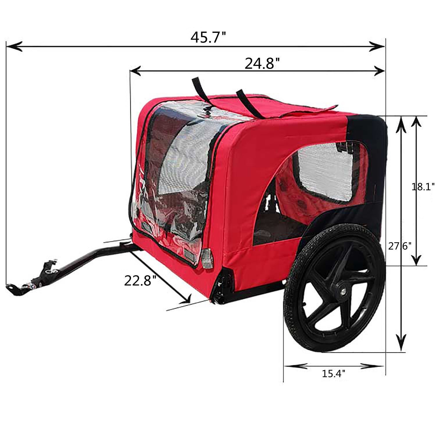 Bicycle Trailer for Pets Outdoor Foldable Red Color with reflectors and safety flag