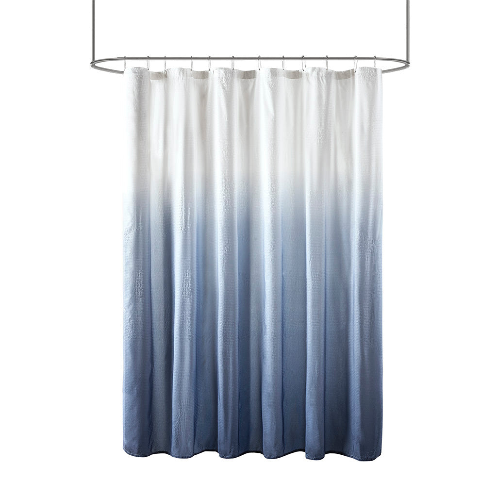 Ombre Printed Seersucker Shower Curtain - blue