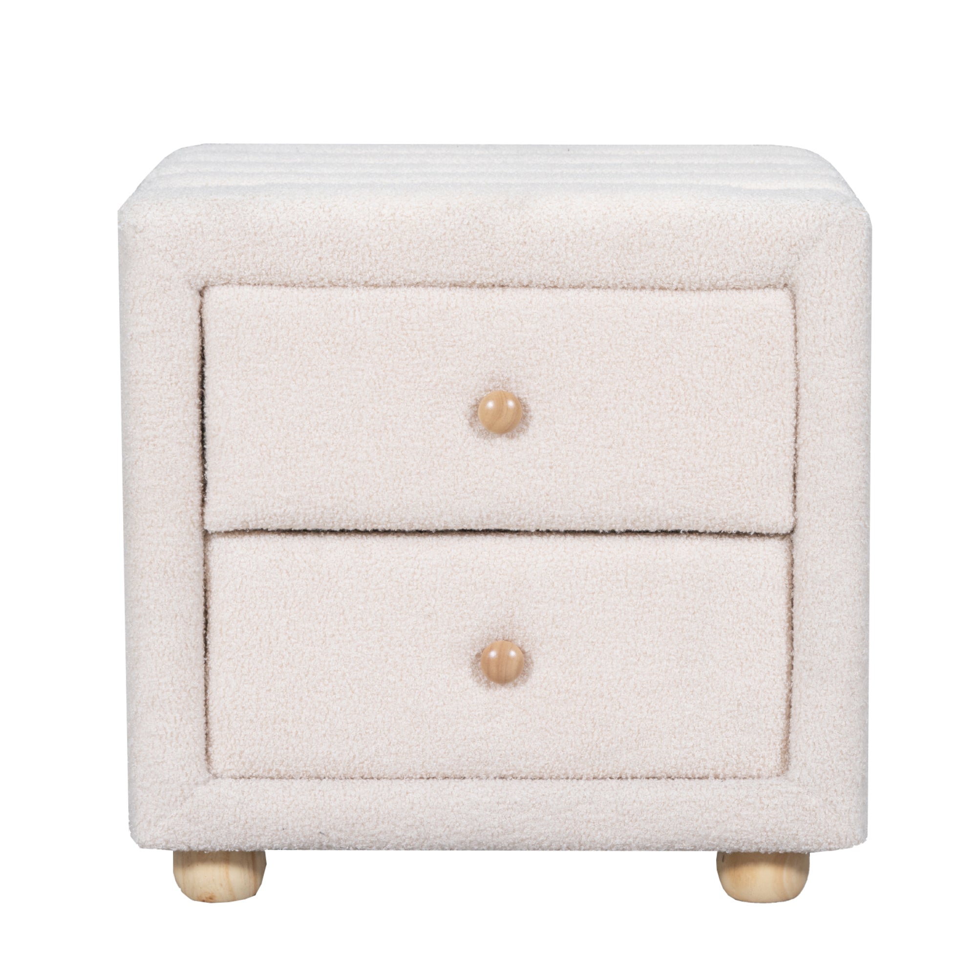 Teddy Fleece Nightstand with 2 Drawers - Beige