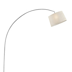 84.5" Tall Metal Arch Floor Lamp "Oma" with Silver finish - Ivory Fabric Shade