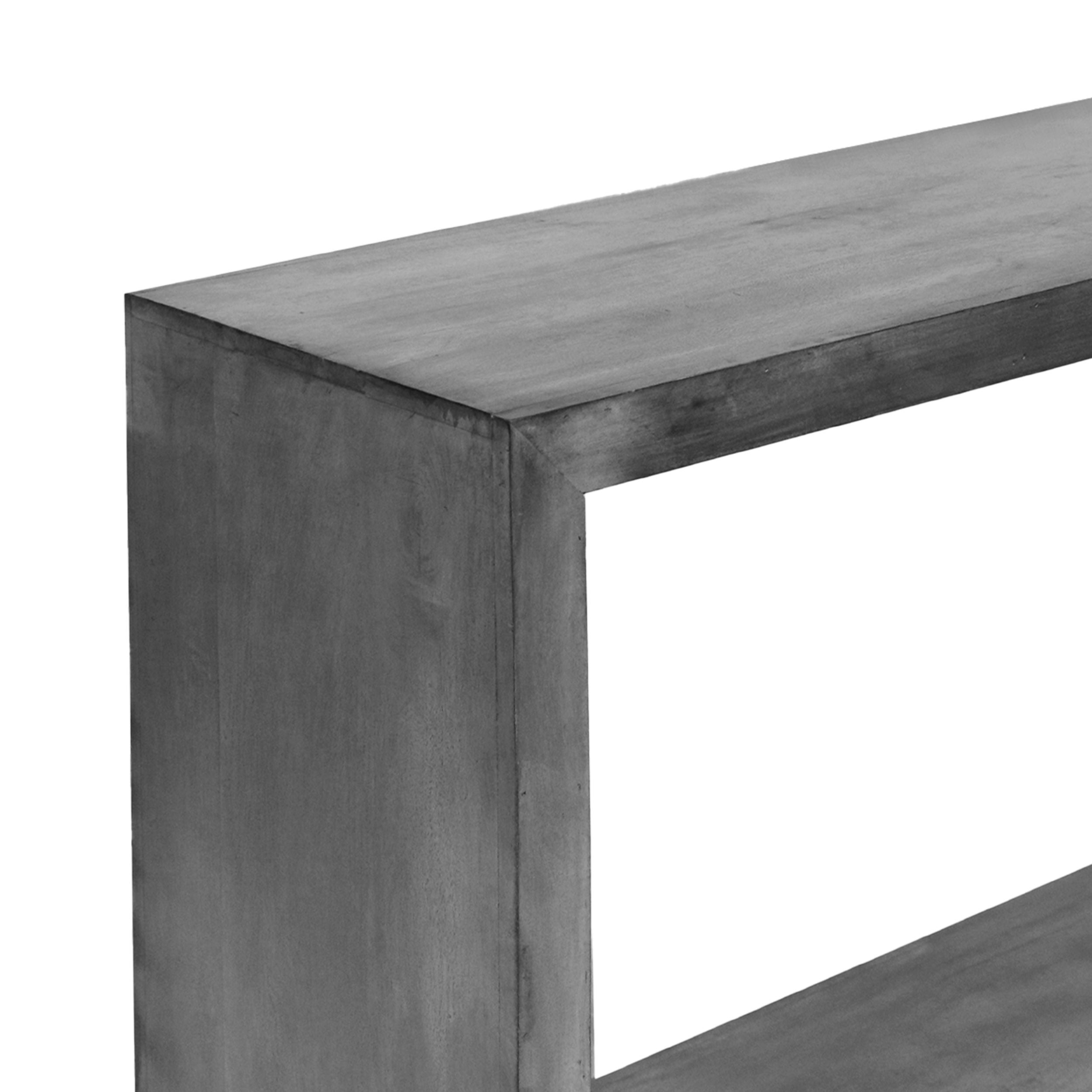 52" Cube Shape Wooden Console Table with Open Bottom Shelf - Charcoal Gray