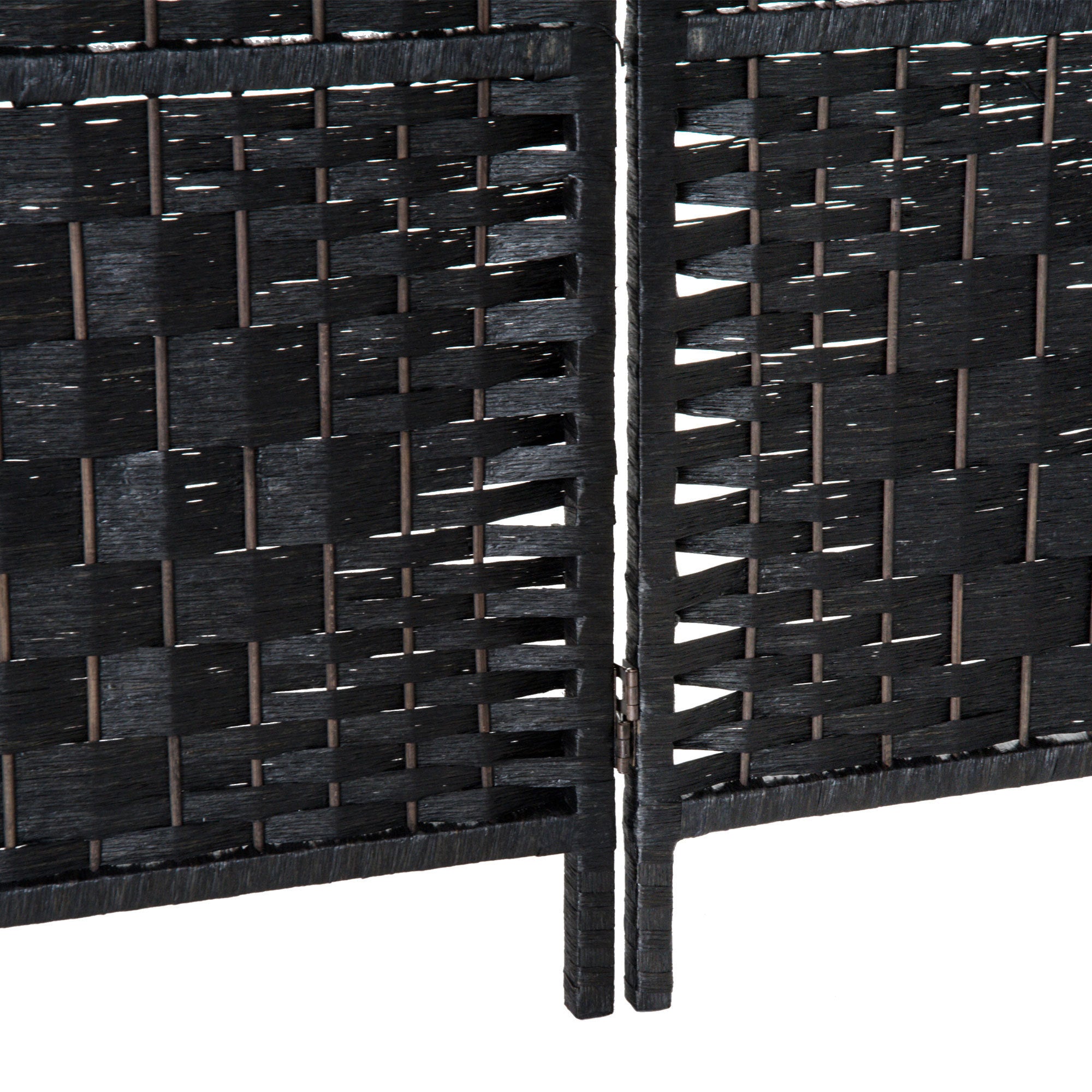 6' Tall Wicker Weave 6 Panel Room Divider Privacy Screen - Black