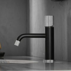 Modern Brushed Nickel Faucet Brass Bathroom Basin Faucet Design  - Black+Silver