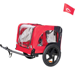 Bicycle Trailer for Pets Outdoor Foldable Red Color with reflectors and safety flag