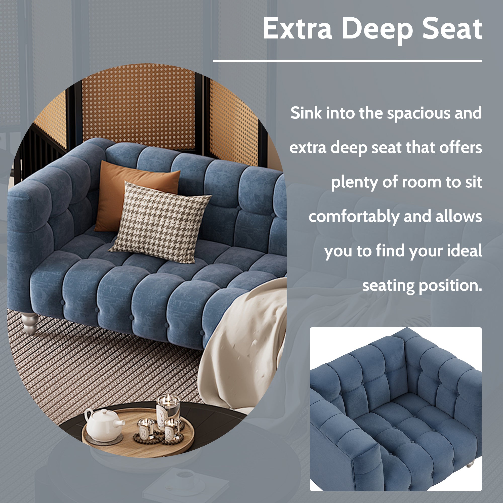 Modern 3-piece Sofa Set - Blue