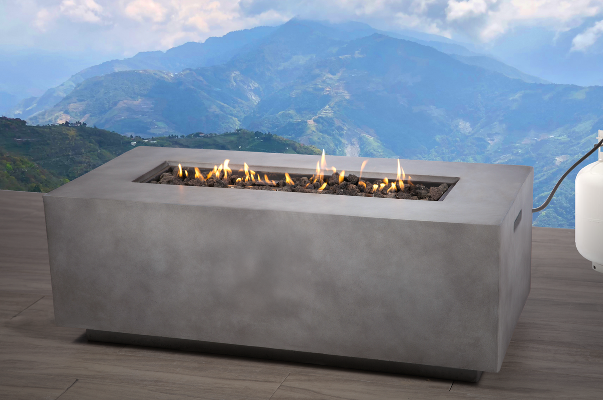 Living Source International Concrete Propane Outdoor Fire Pit Table - Gray Concrete