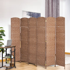 6' Tall Wicker Weave 6 Panel Room Divider Privacy Screen - Natural