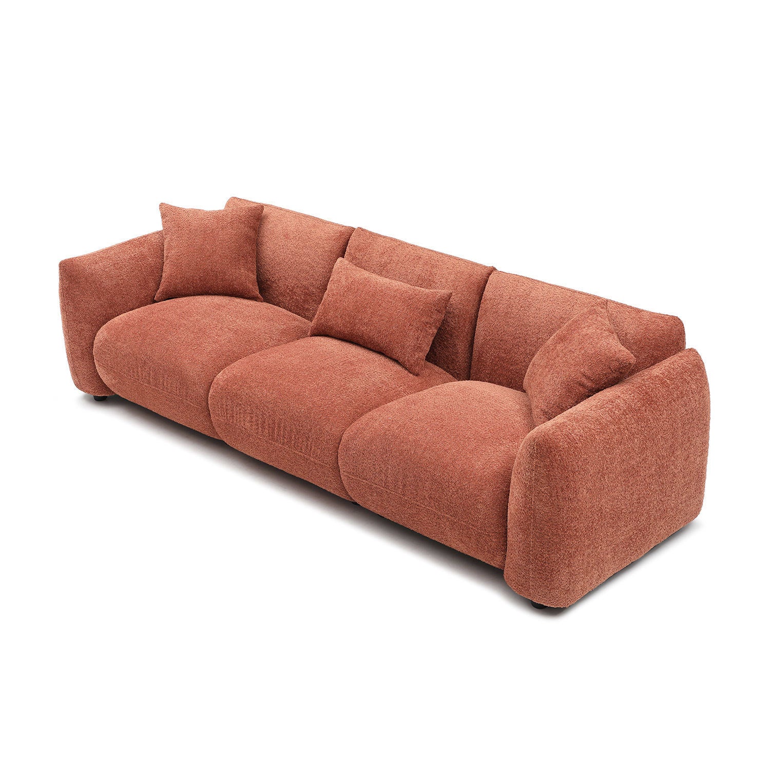 Mid Century Modern Couch 3-Seater Sofa - Orange