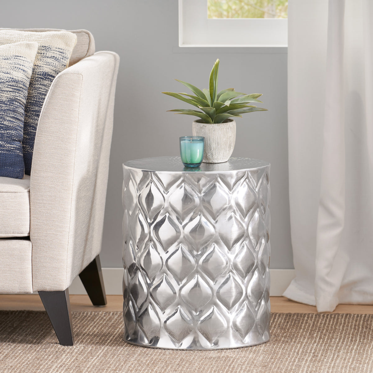 Modern Glam Side Table - Silver