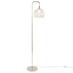 61" Contemporary Metal Floor Lamp in Polished Nickel with Clear Seeded Glass Shade