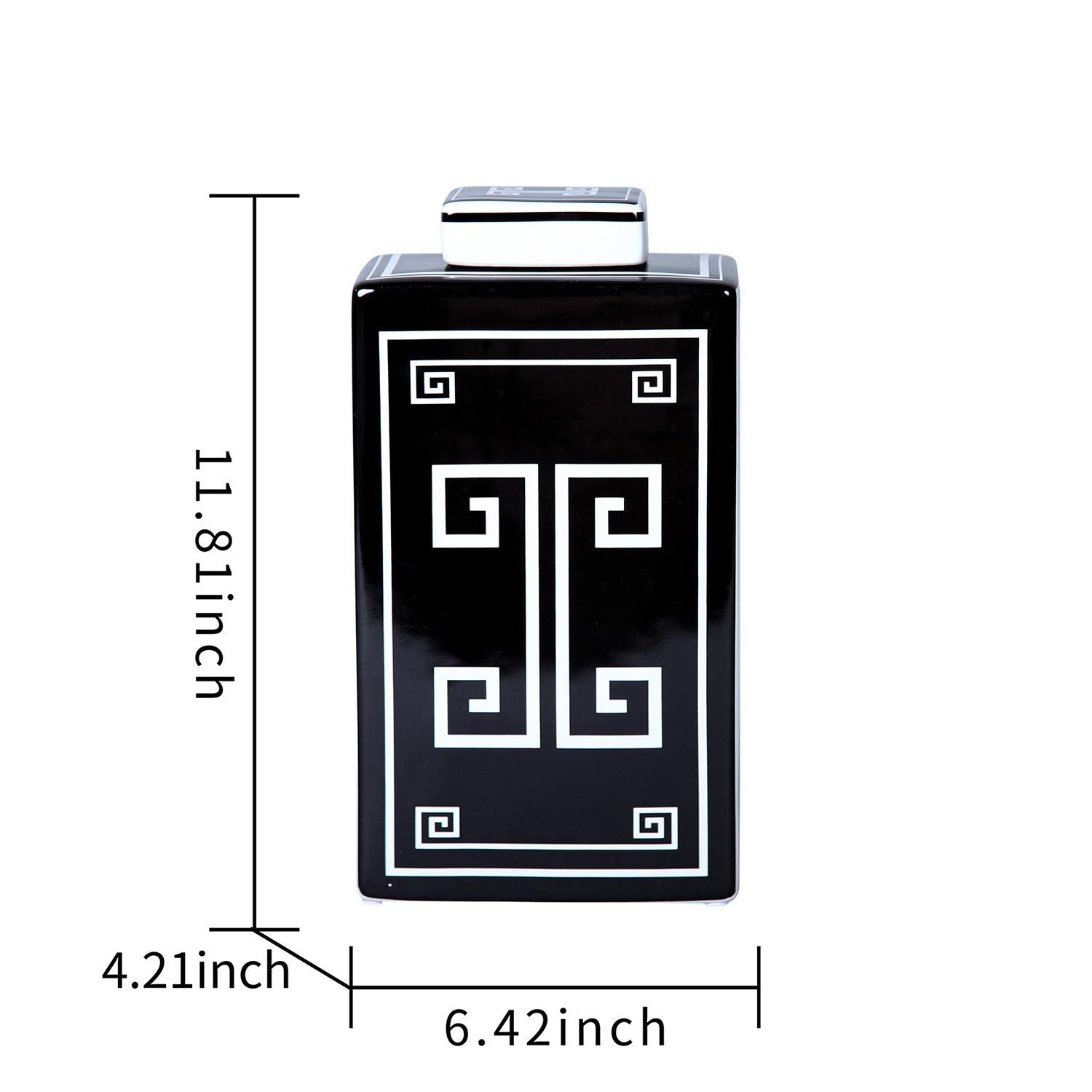 Ceramic Decorative Jar with Black and White Geometric Design