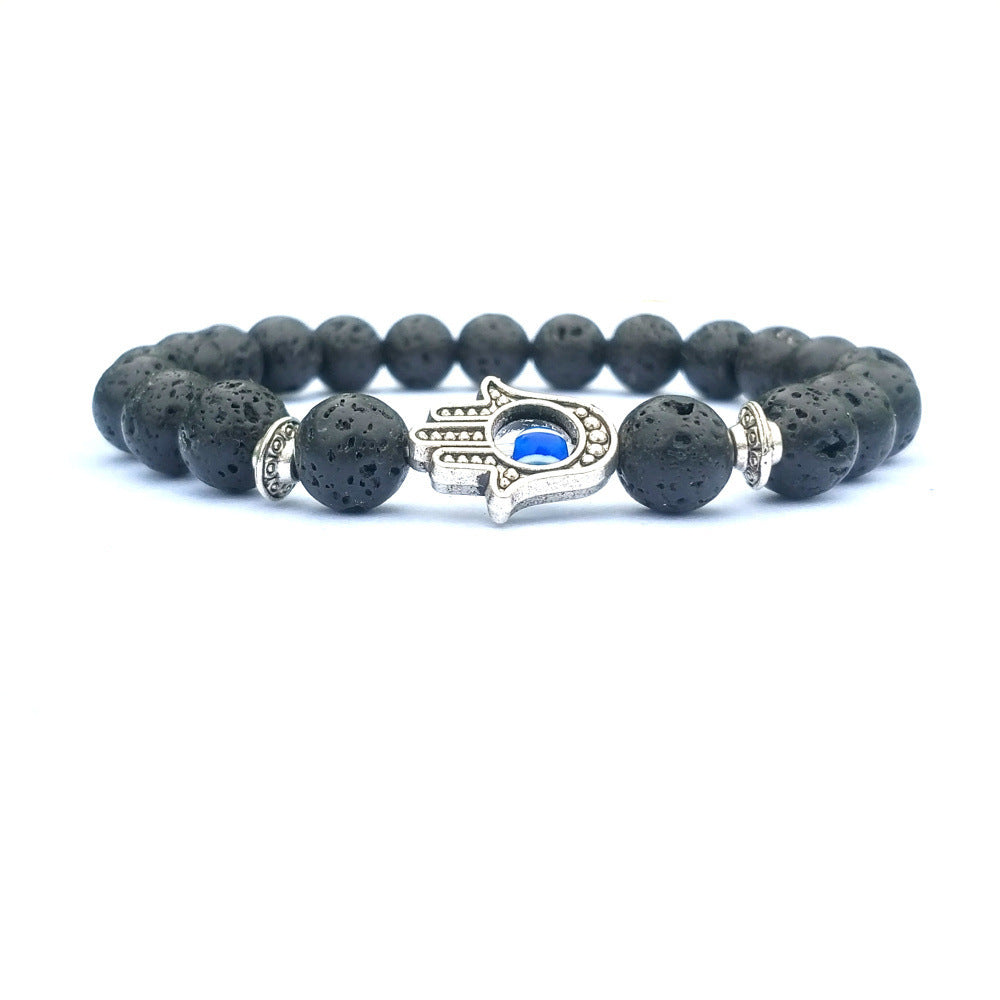 Bergamot Evil Eye Lava Stone Bracelet