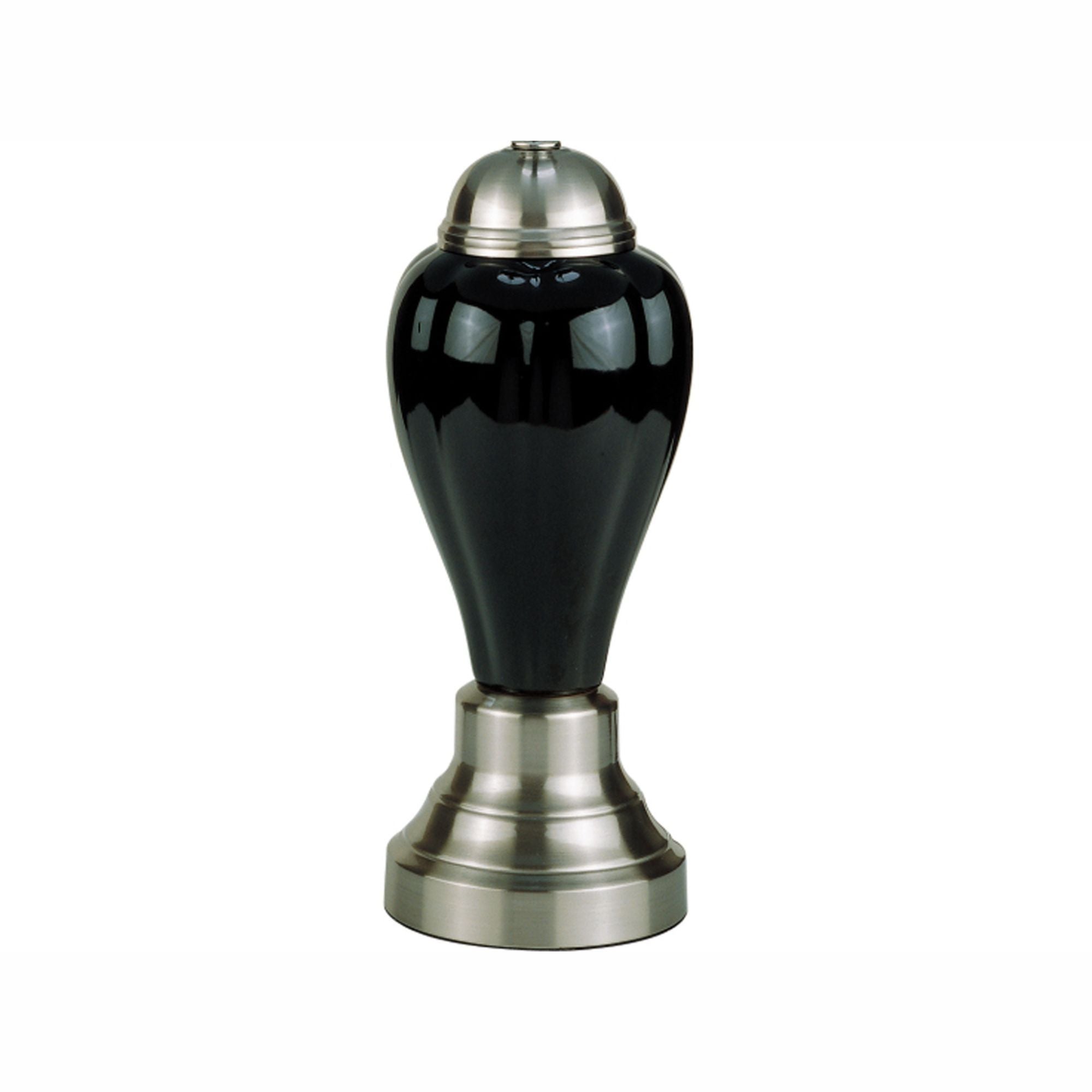 27" Tall Ceramic Table Lamp, Urn-Shaped with Silver / Black finish, Linen Shade