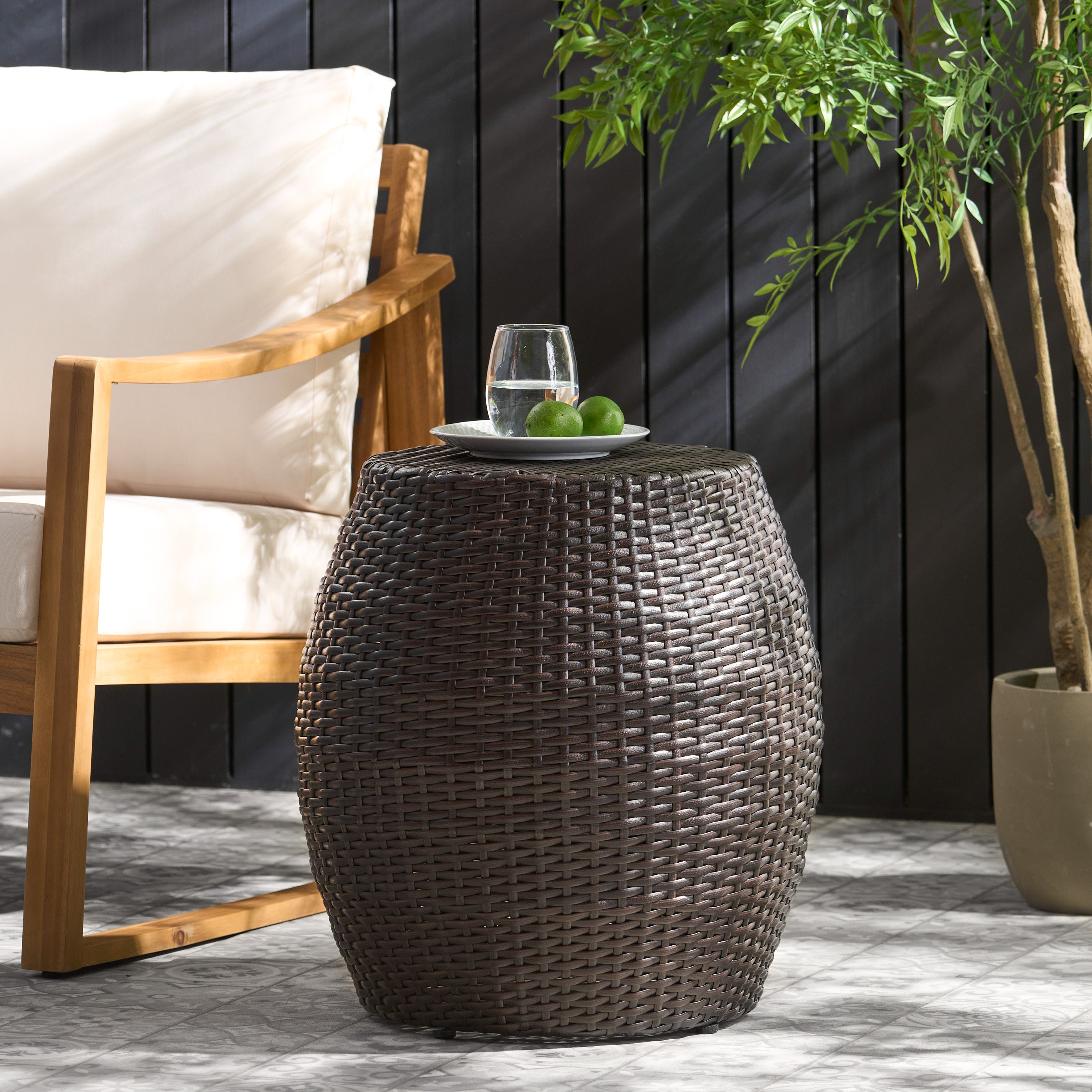 Outdoor Wicker 14.00" Patio Side Table