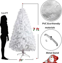 7 Ft High Christmas Tree 1000 Tips Decorate Pine Tree With Metal Legs White; With Decorations