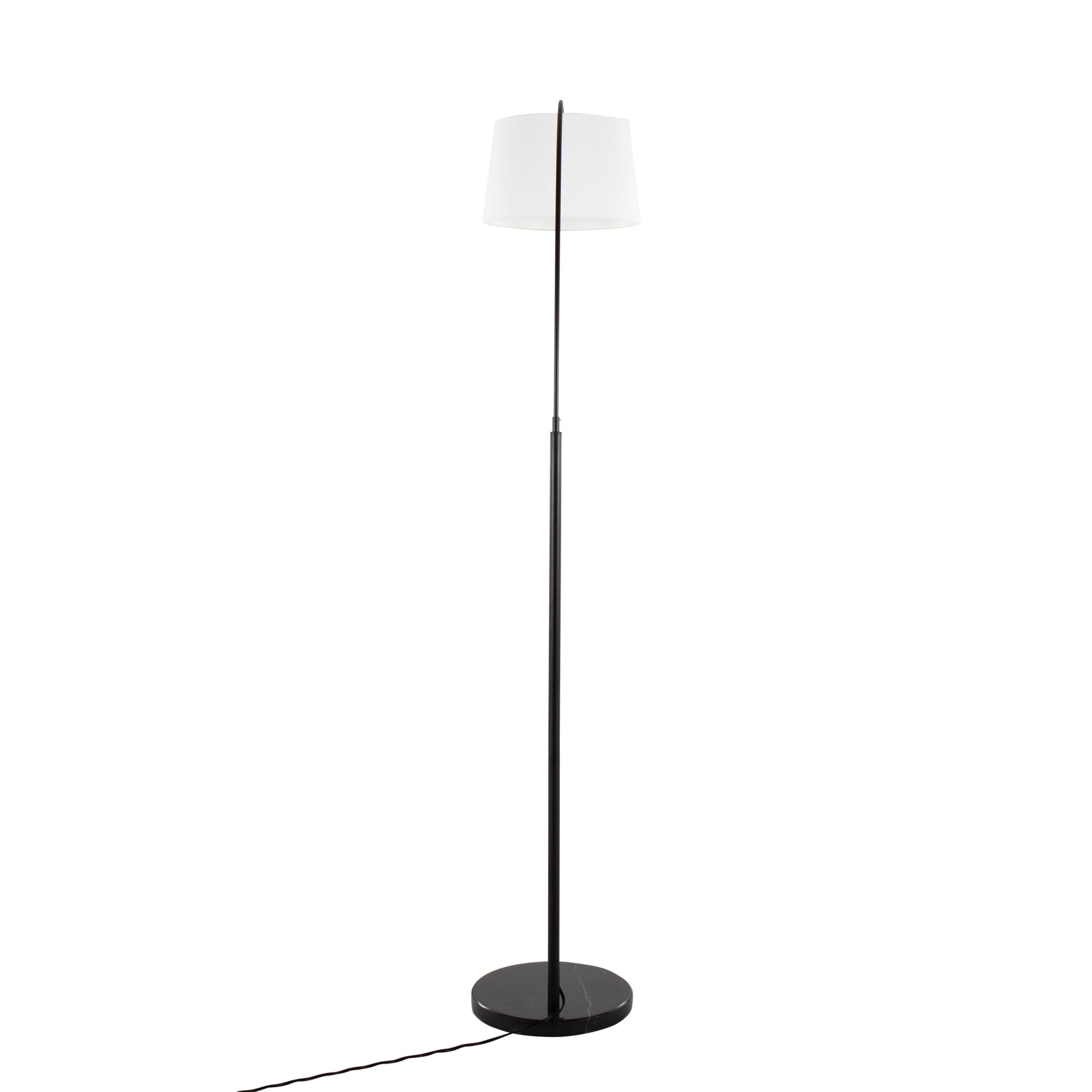 Contemporary Floor Lamp in Black Marble and Black Metal with White Linen Shade