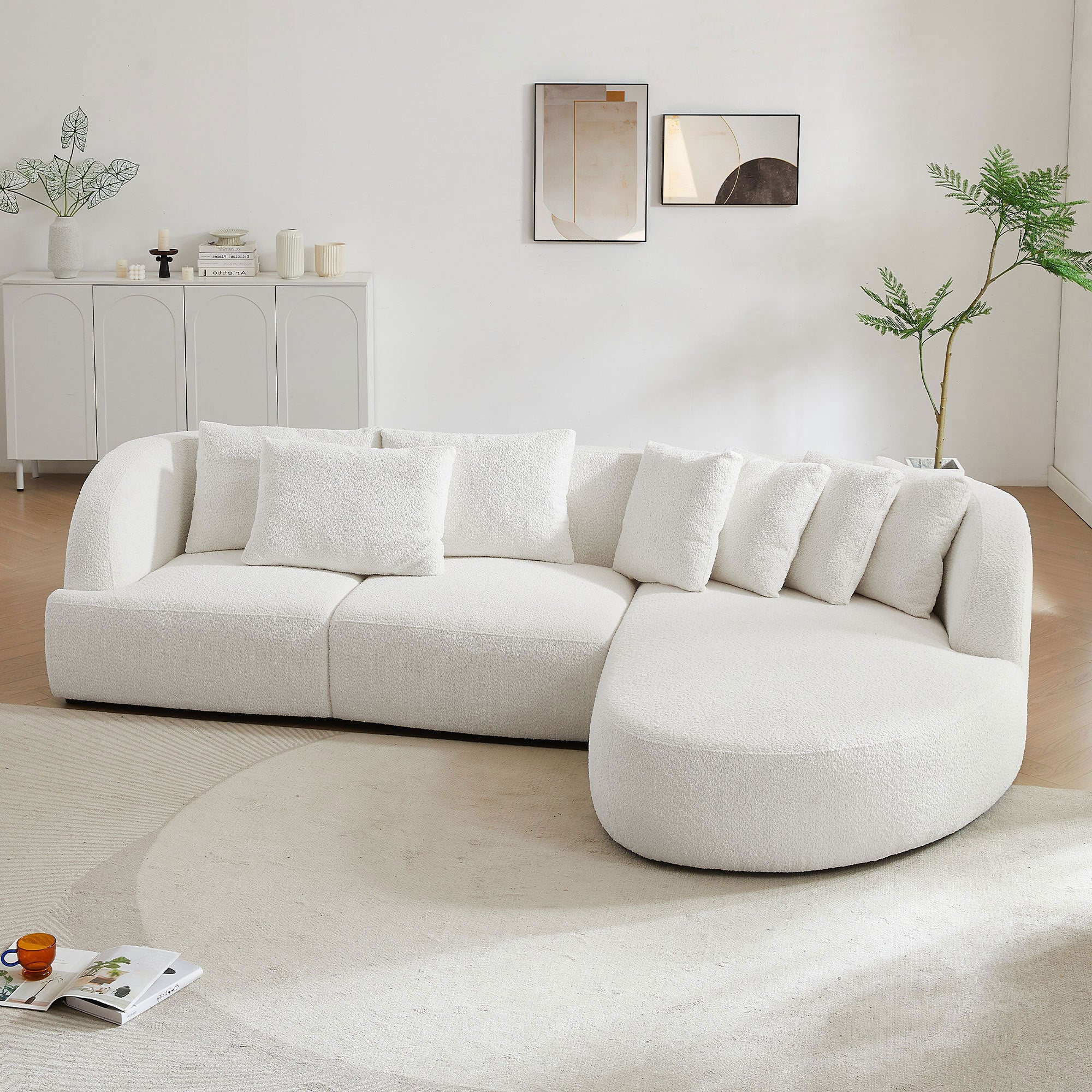 Boucle sofa,Modular Sectional Couch for Living Room Apartment Lounge,Free Combination  Beige