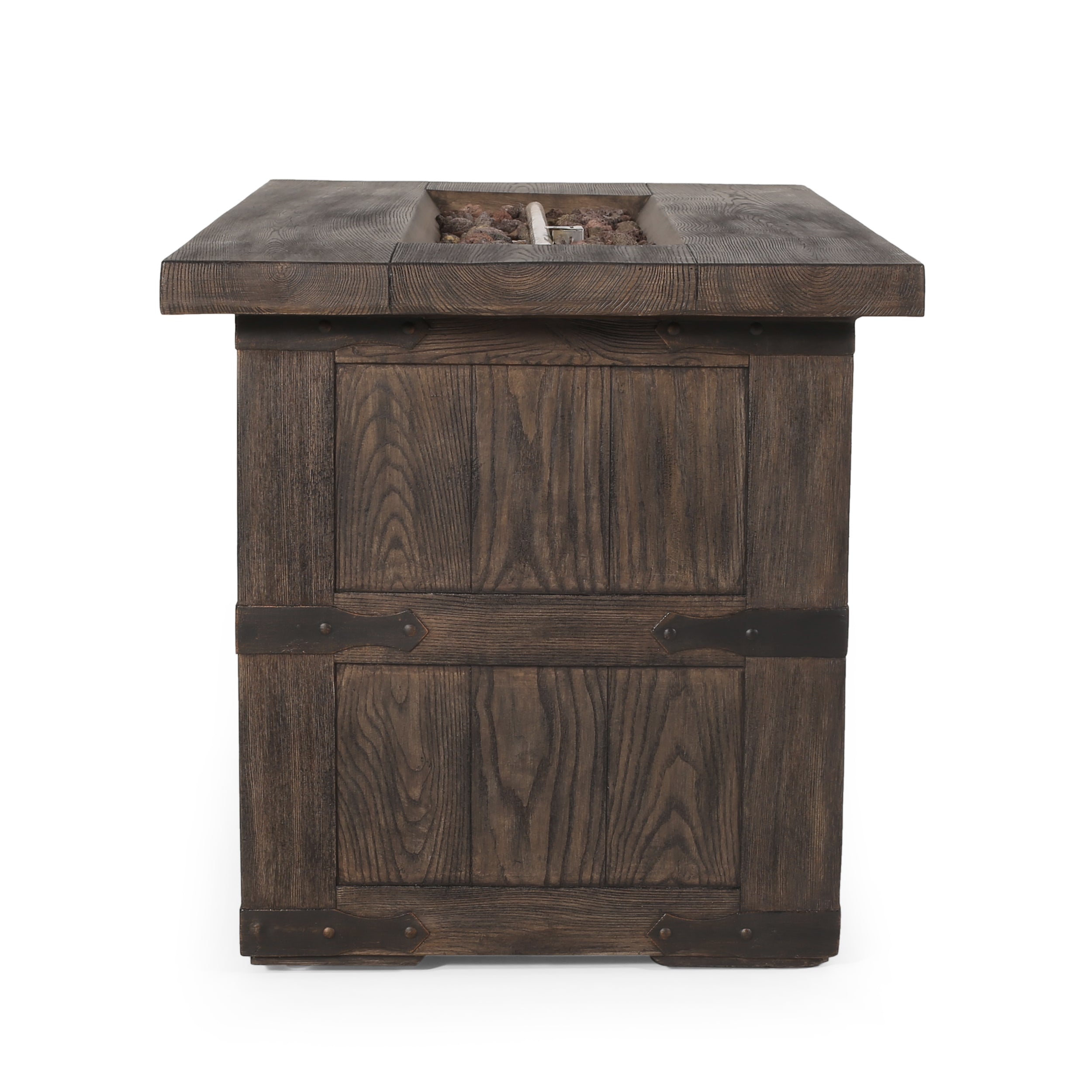 Rectangle Fire Pit - 40,000 BTU Tank inside - Brown