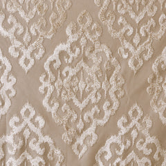 Knitted Jacquard Damask Total Blackout Grommet Top Curtain Panel Pair - Champagne