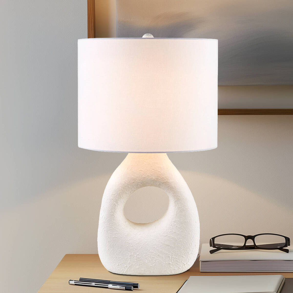 22"H Ceramic Table Lamp White