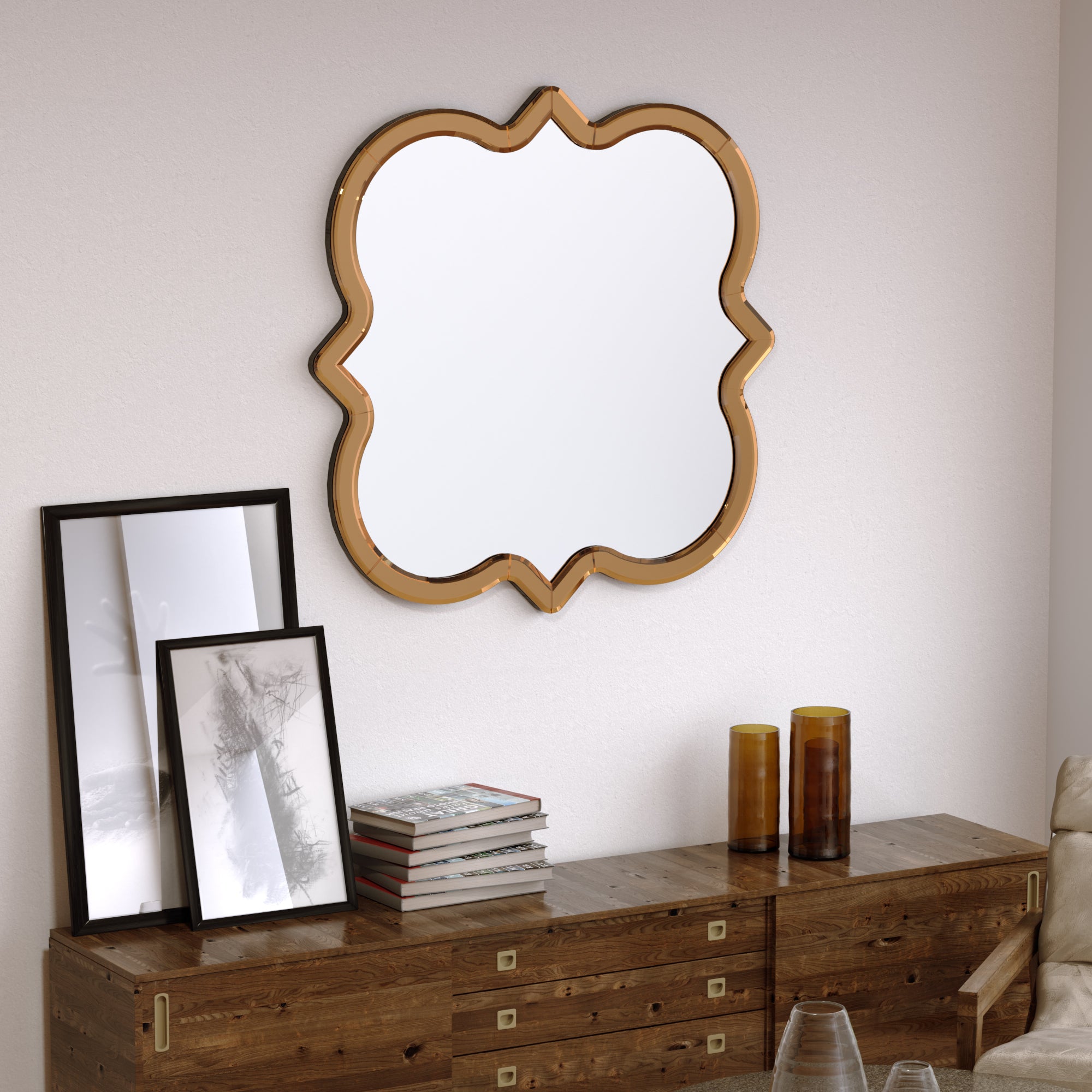 Wall-Mounted Silver Decorative Round Wall Mirror 24x24 inch