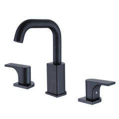 Round Widespread Double Handle Bathroom Sink Faucet with Matte Black