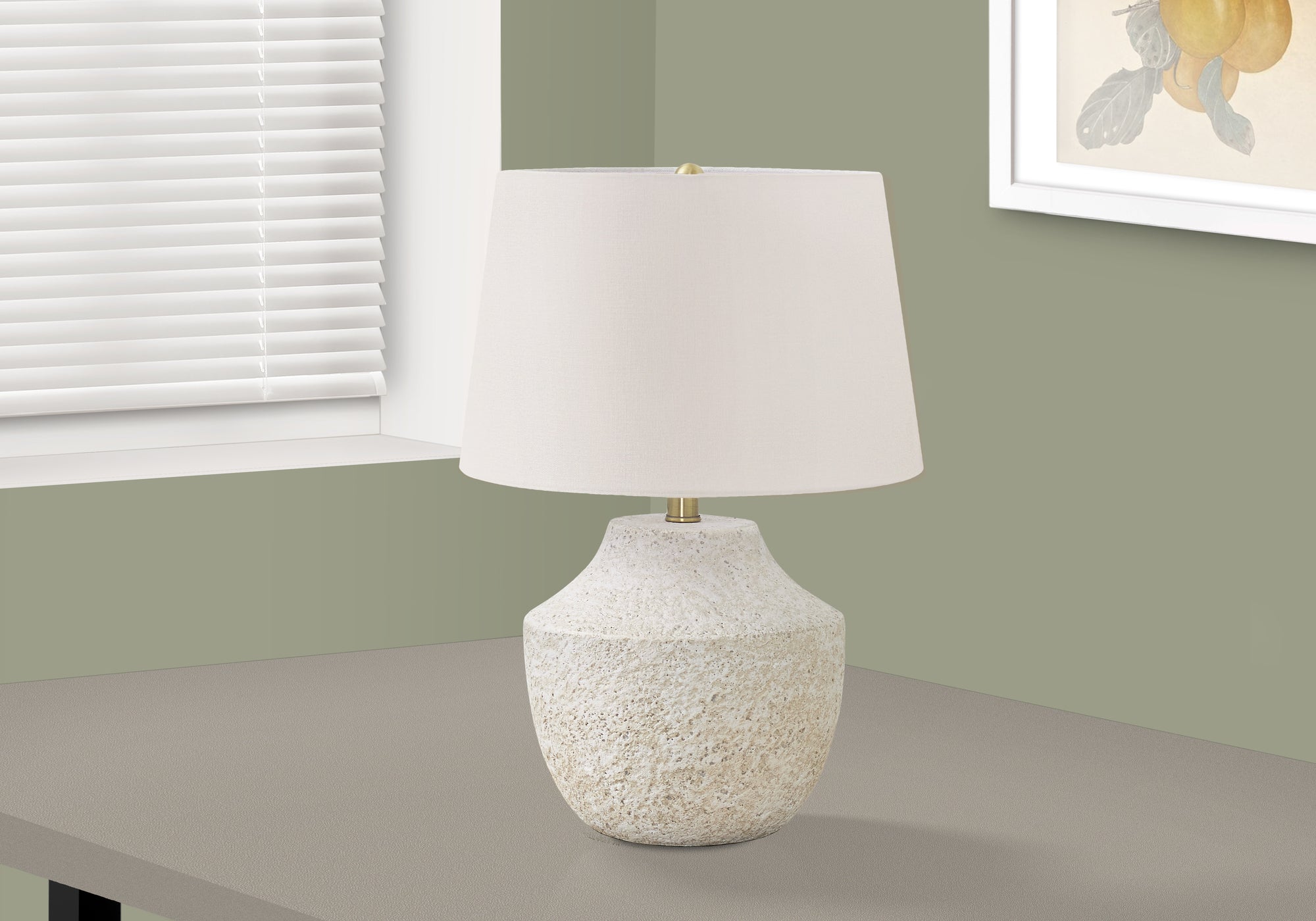 Lighting, 20"h, Table Lamp, Cream Concrete, Ivory / Cream Shade, Modern