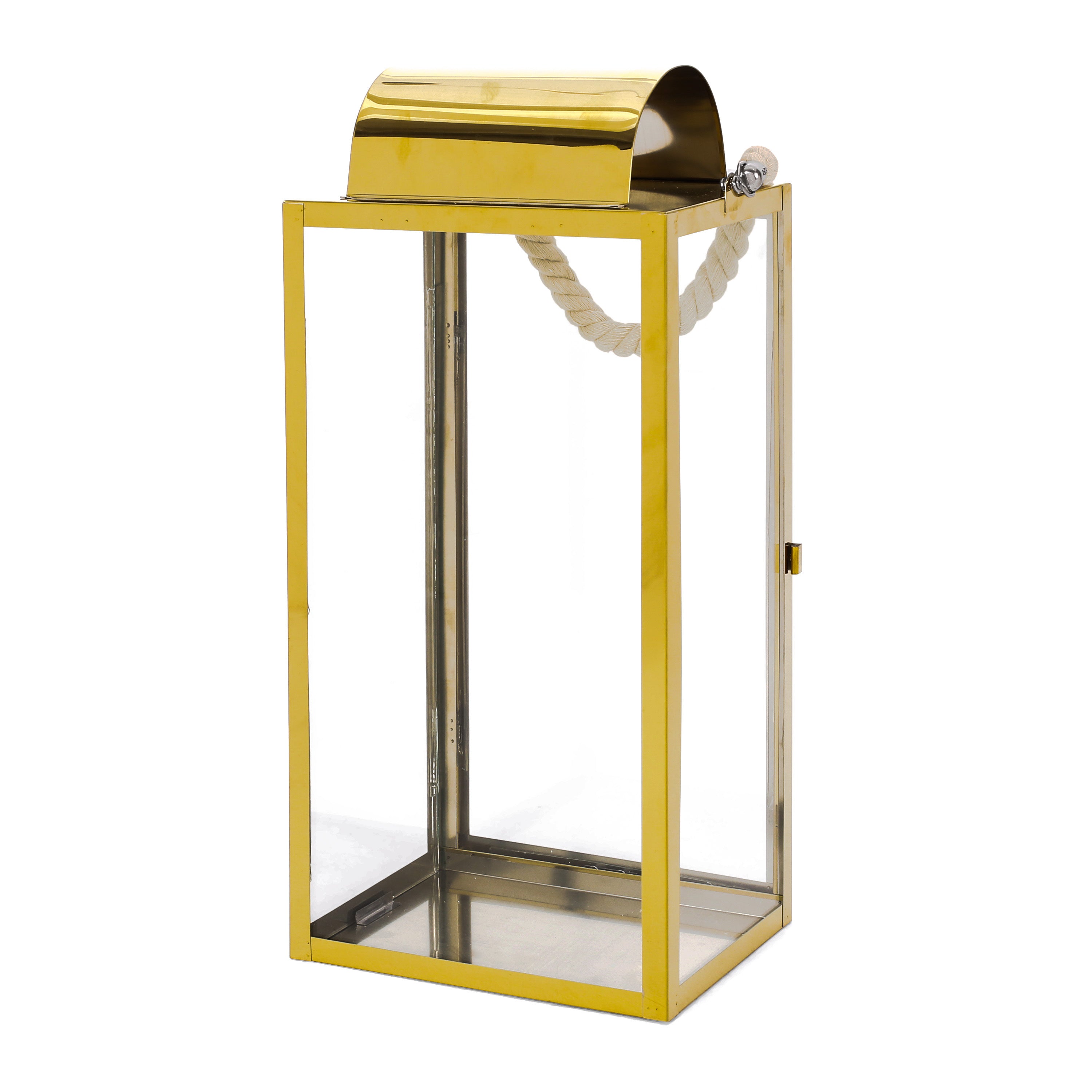 19"H Stainless Steel Lantern - Gold