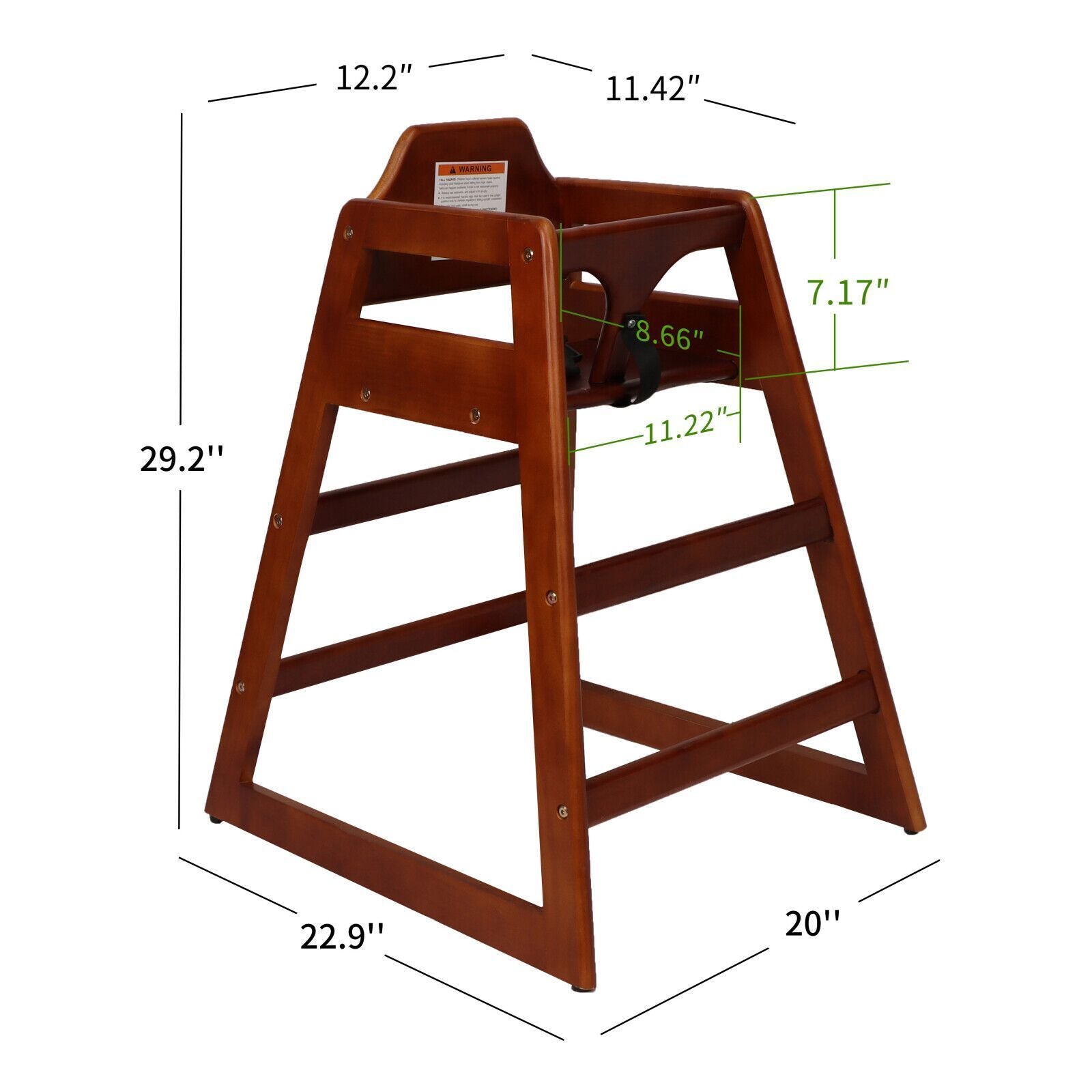 Wooden Double Solid Wood Feeding Baby Chair - Walnut Finish