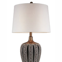 28.25" Tall Polyresin Table Lamp "Everly" with Brown finish, White Shade