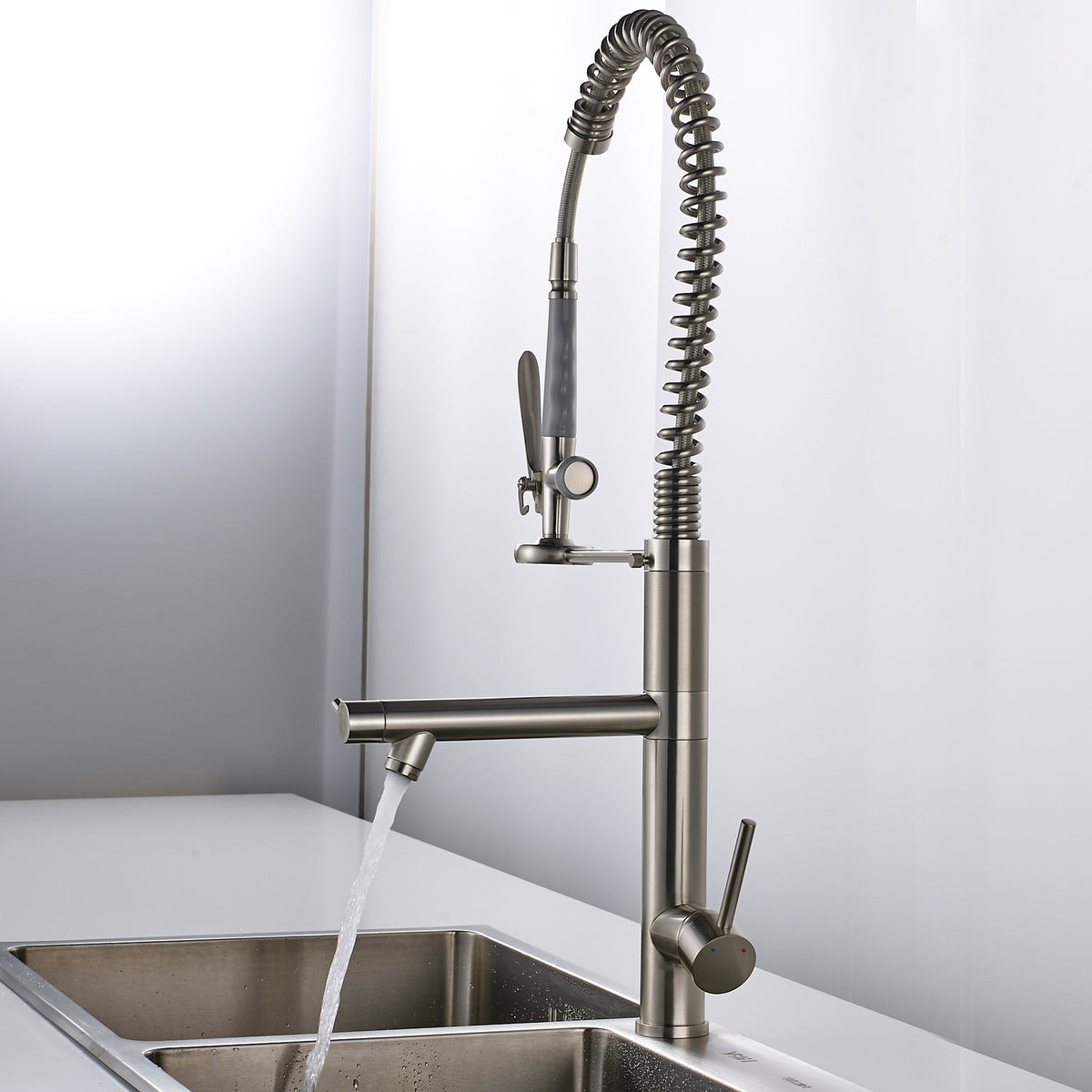 Kitchen Faucet with Pull Down Sprayer Brushed Nickel Stainless Steel