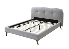 Modern Eastern King Bed - Gray Fabric