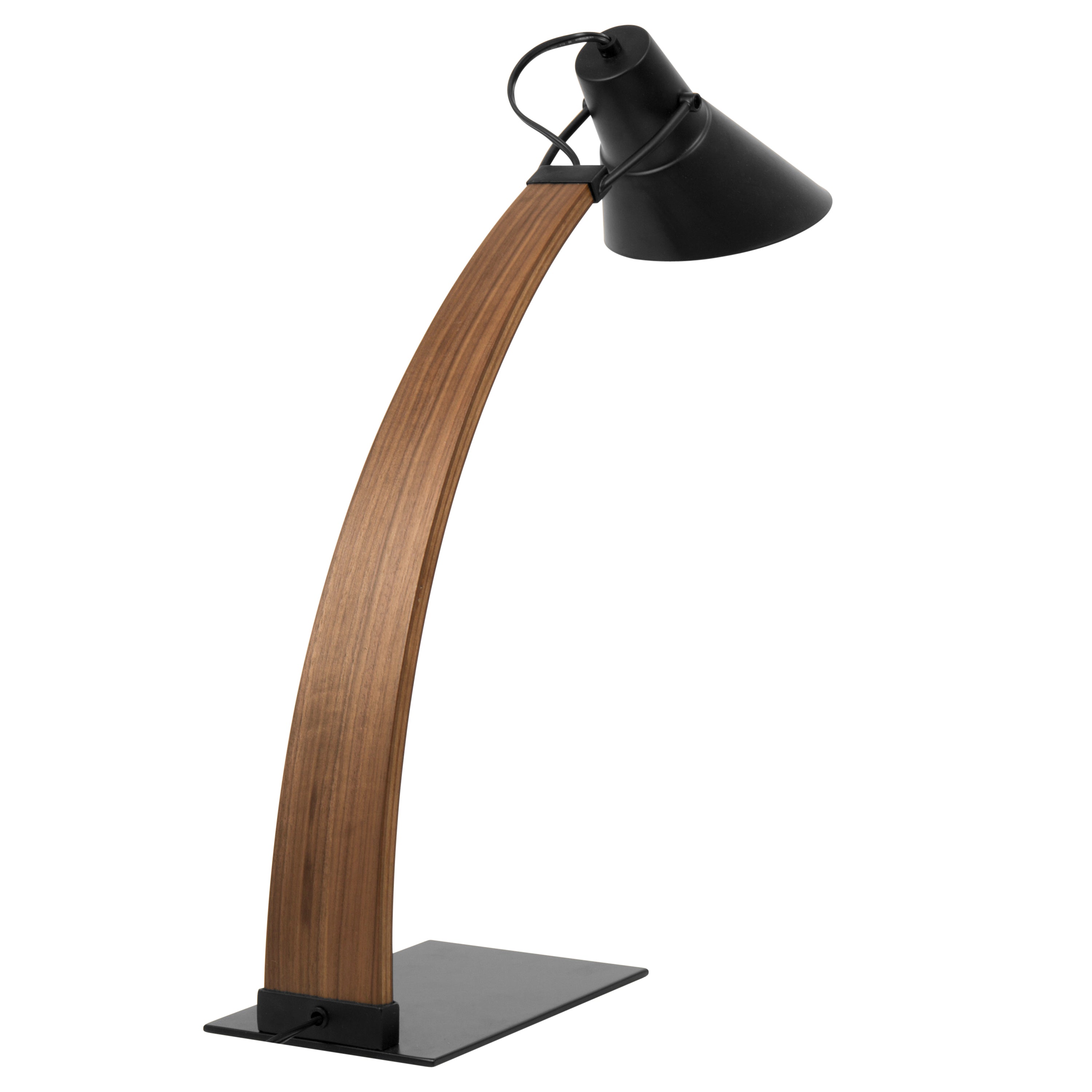 Mid-Century Modern Table Lamp in Walnut and Black