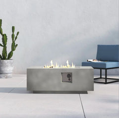 Living Source International Concrete Propane Outdoor Fire Pit Table - Gray Concrete