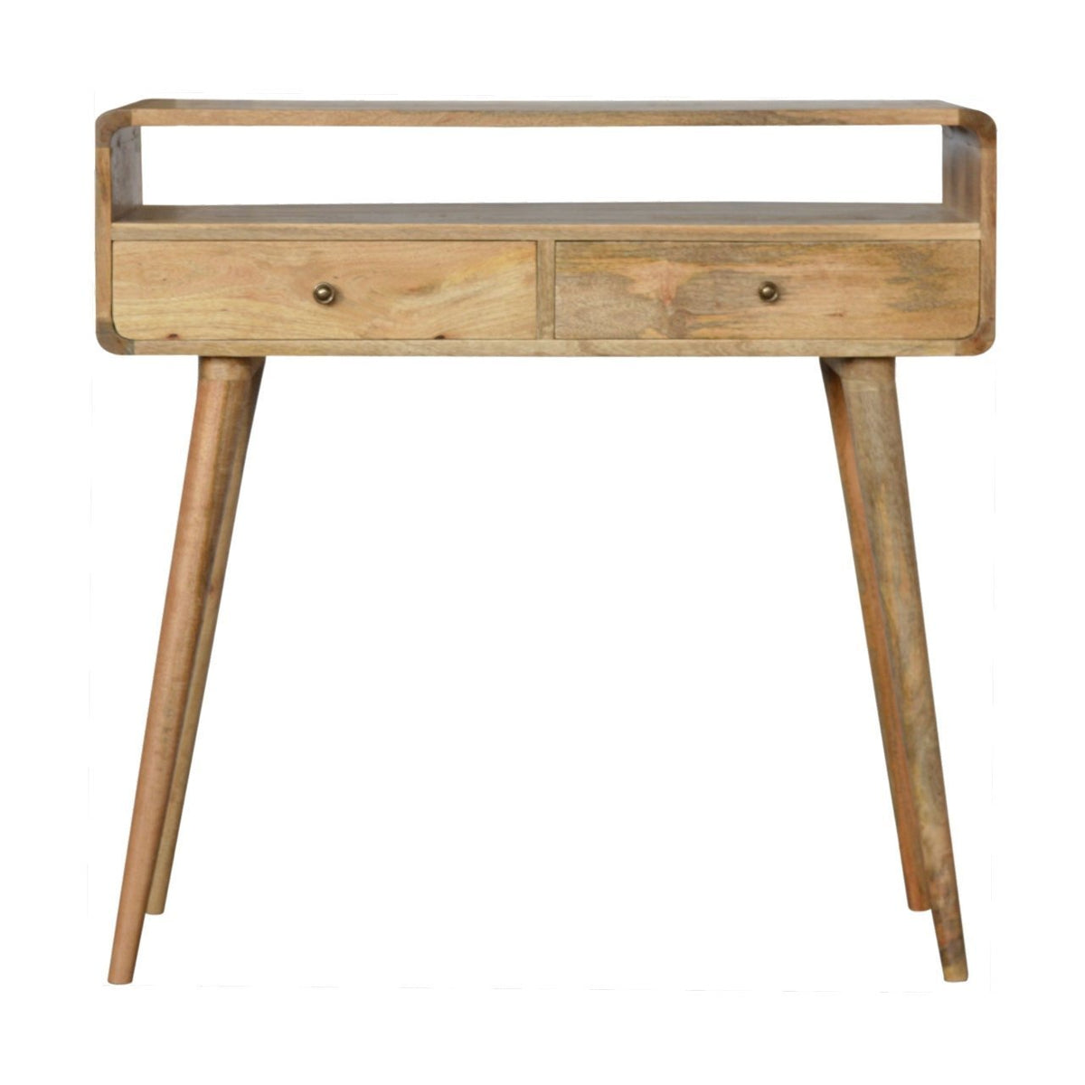 Curved Oak-ish Console Desk Table