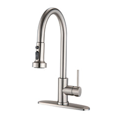 Stainless Steel Pull Down Kitchen Faucet with Soap Dispenser Brushed Nickel