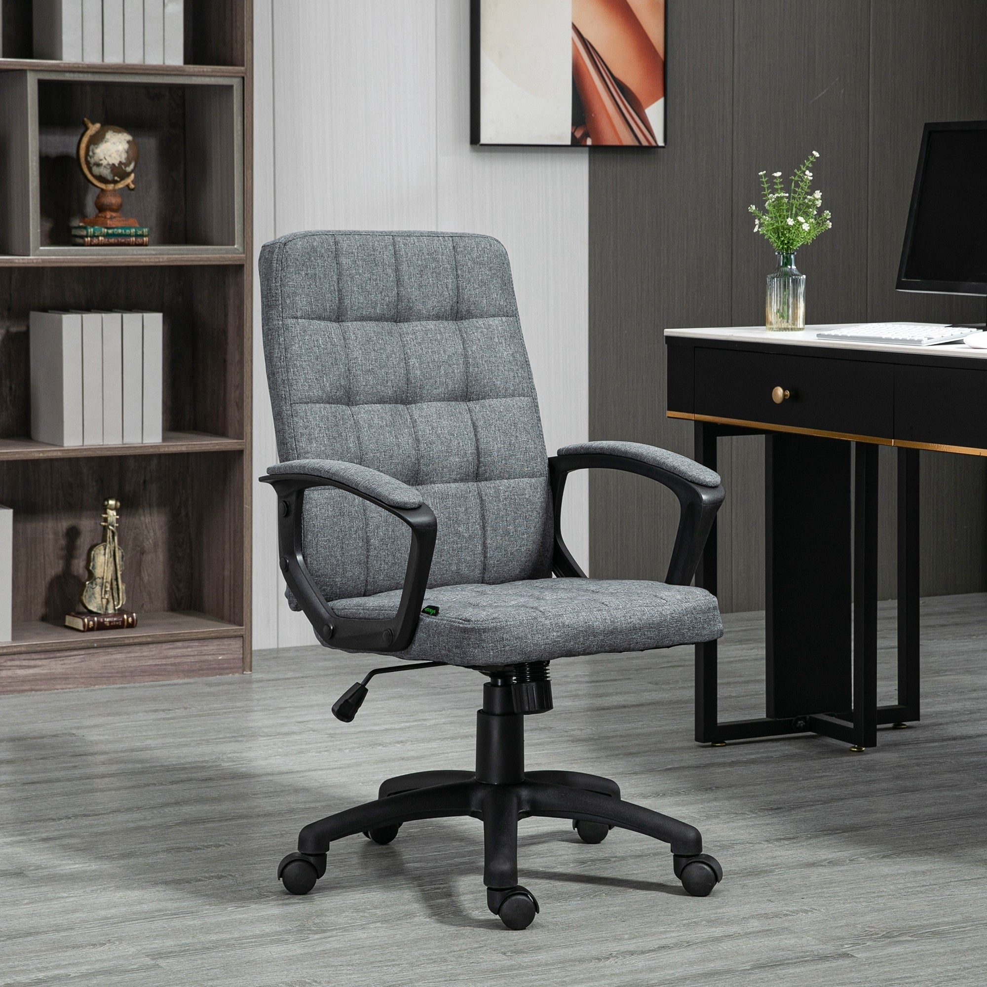 Executive Office Chair, Adjustable Height, Swivel Wheels, Mid Back, Charcoal Gray