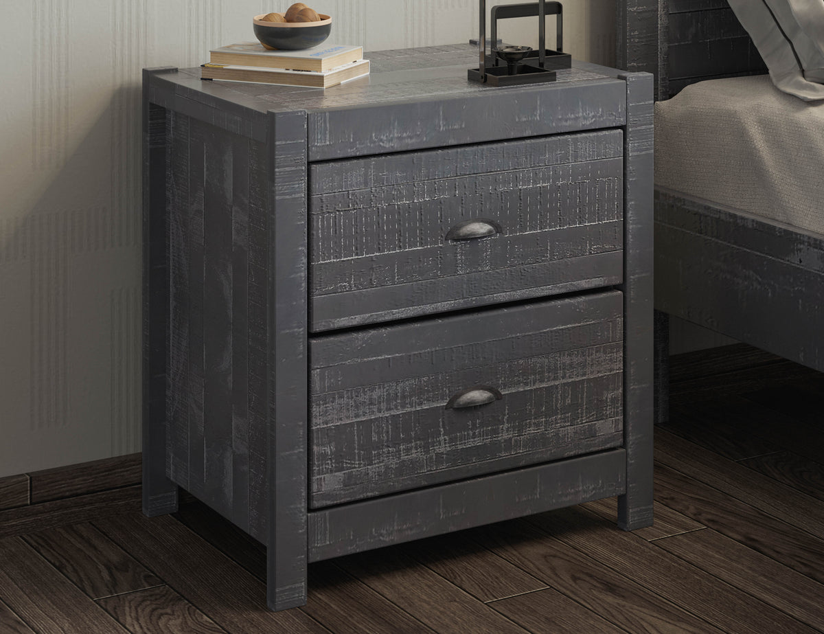 Solid Wood Nightstand, Bedside Table, End Table - Grey