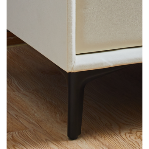 Modern Nightstand 2 Drawers with PU Leather and Hardware Legs - Beige