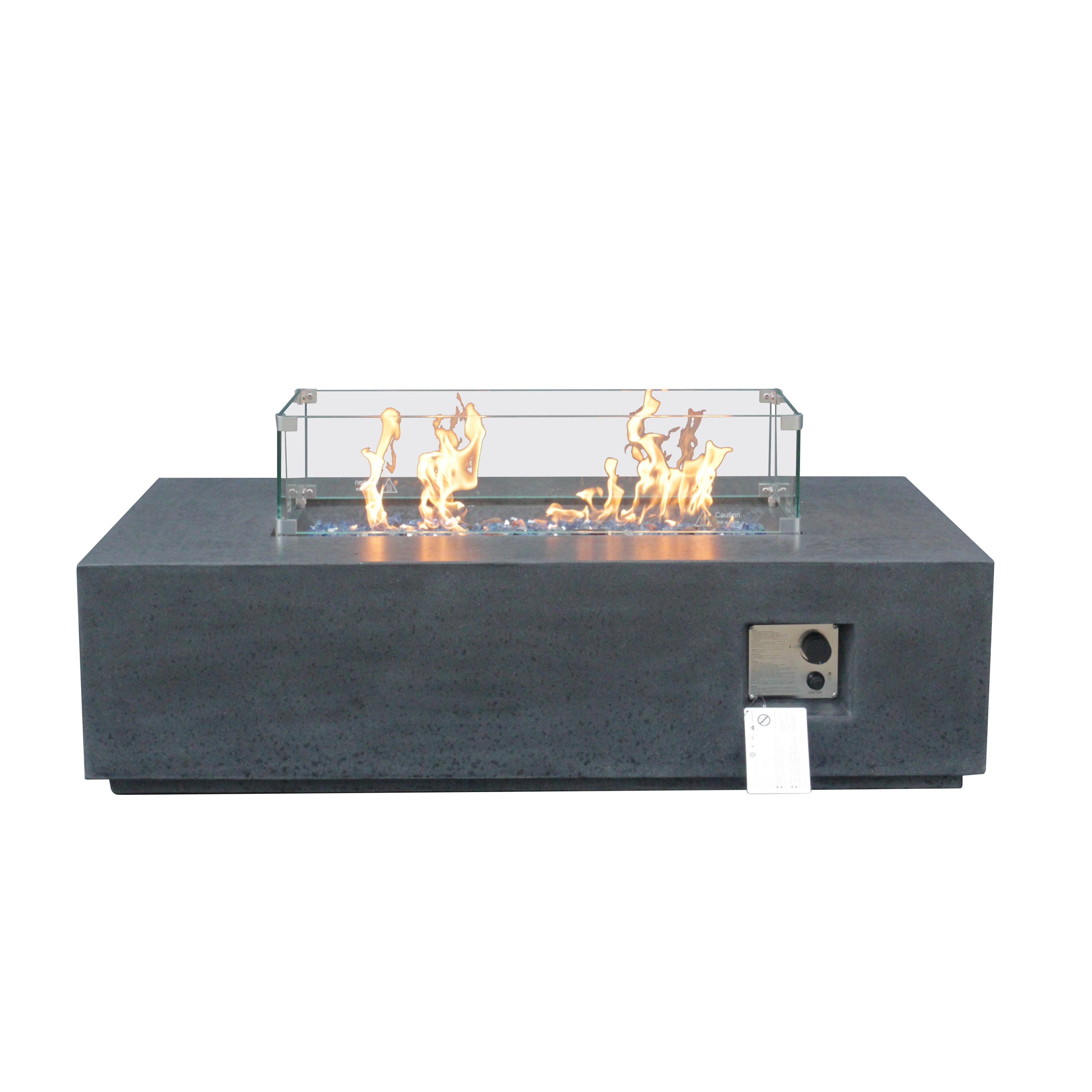 52 Inch Outdoor Concrete Propane gas rectangle Fire Pit table in Dark Gray color