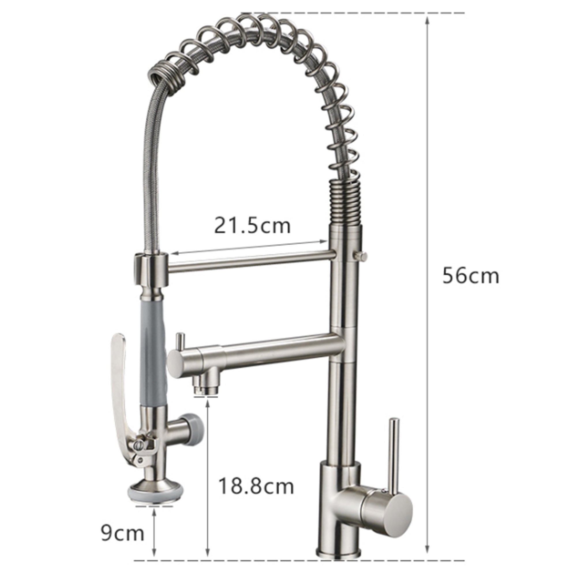 Single Handle Kitchen Sink Faucet - Brushed Nickel Ceramic Contemporary