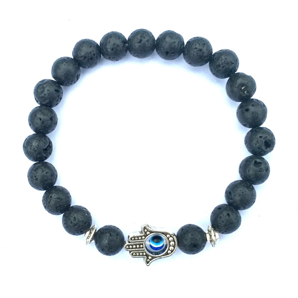 Bergamot Evil Eye Lava Stone Bracelet