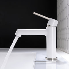 White Bathroom Faucet for Sink 1 Hole, Single Handle