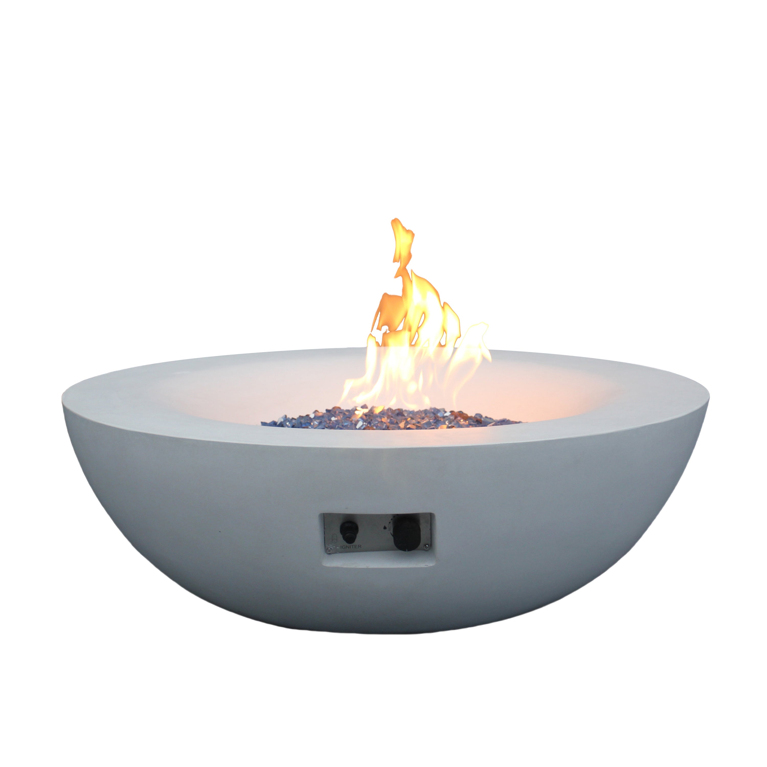 42 Inch Outdoor Concrete Propane gas Fire Pit bowl - Antique White