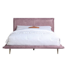 Modern Eastern King Bed - Pink Top Grain Leather